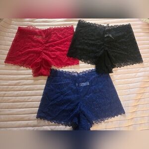 Ambrielle Red, Blue and Black Lace Trim Panties Intimates